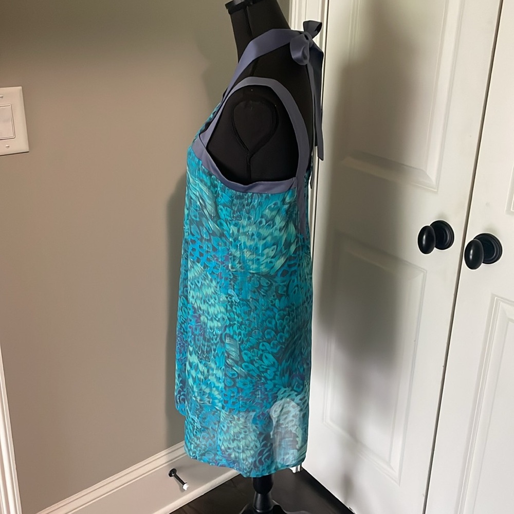 Bcbgeneration Peacock Pattern Silk Boho Cocktail … - image 8